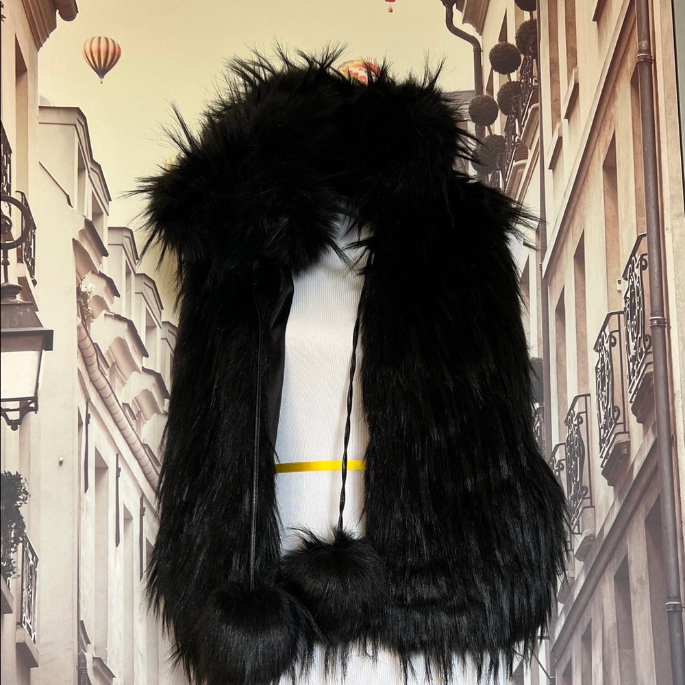 Ramy Brook Black Faux Fur Jacket